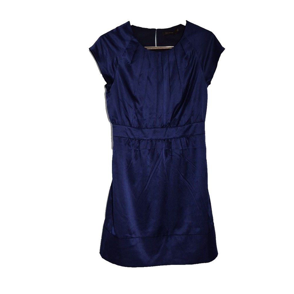The Limited Dress Womens 8 Navy Blue Sheath Lined Short Sleeve Side Zip‎ NEW